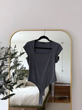 Dynamite Charcoal Square Neck Bodysuit